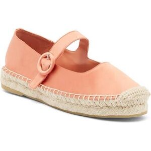Jeffrey Campbell Ariele Mary Jane Espadrille in Pastel Orange Satin